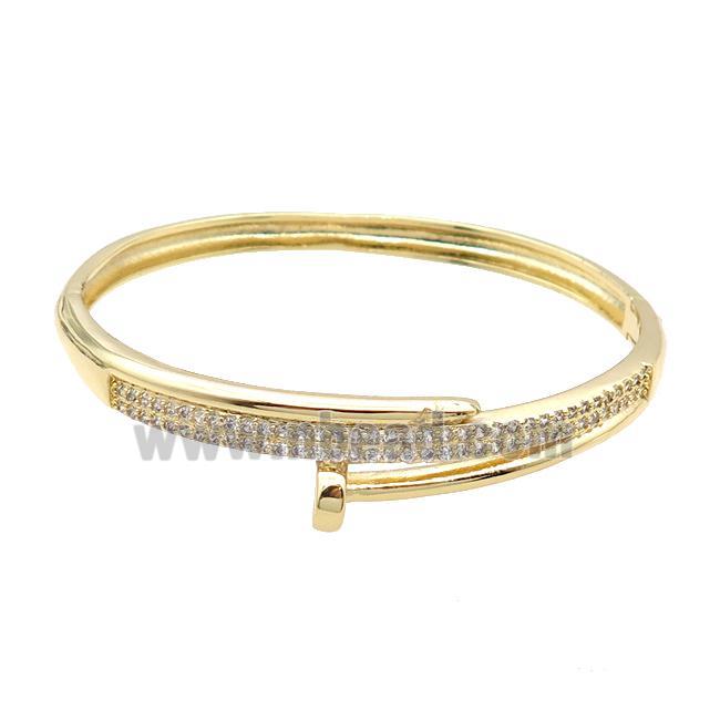 Copper Bangle Pave Zircon Gold Plated