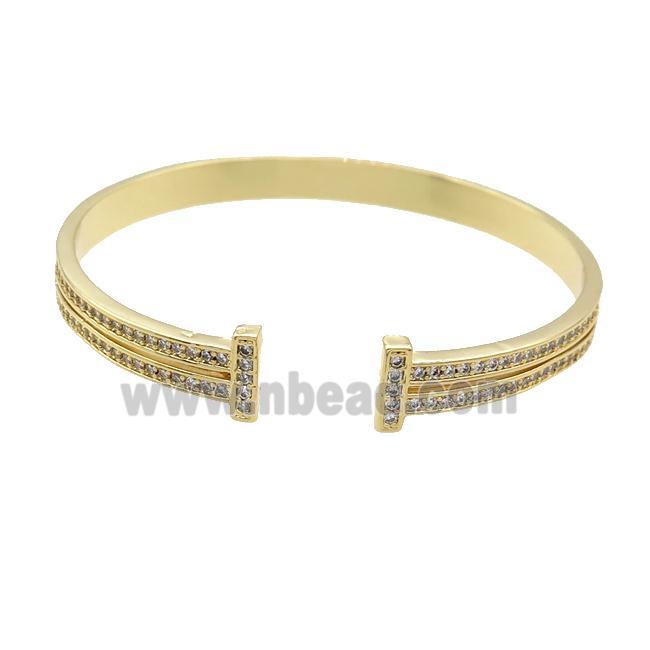 Copper Bangle Pave Zircon Gold Plated