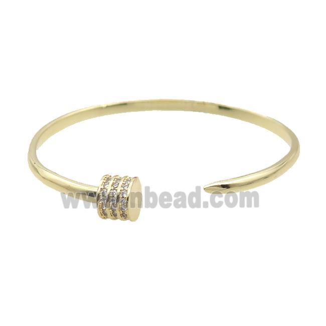 Copper Bangle Pave Zircon Gold Plated