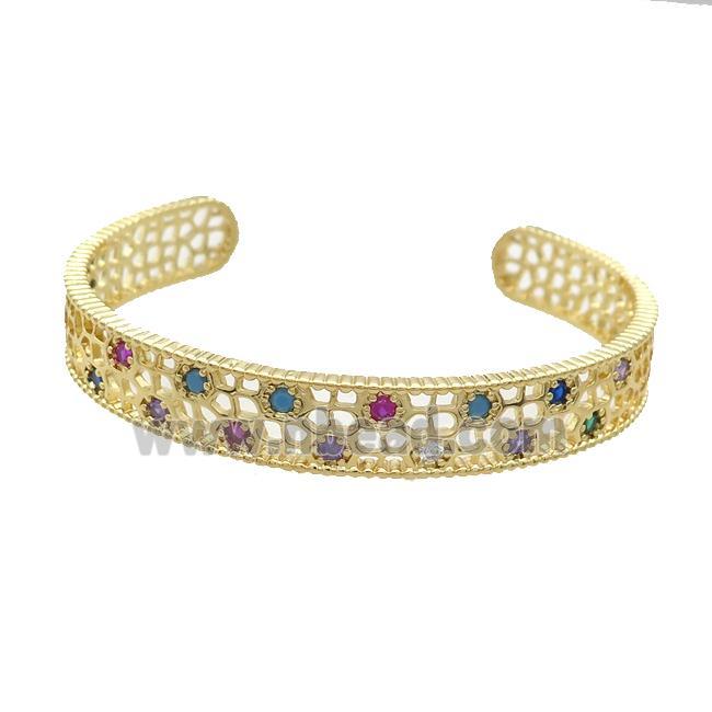 Copper Bangle Pave Zircon Gold Plated