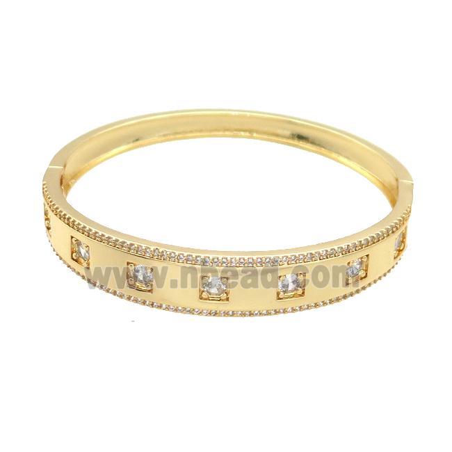 Copper Bangle Pave Zircon Gold Plated