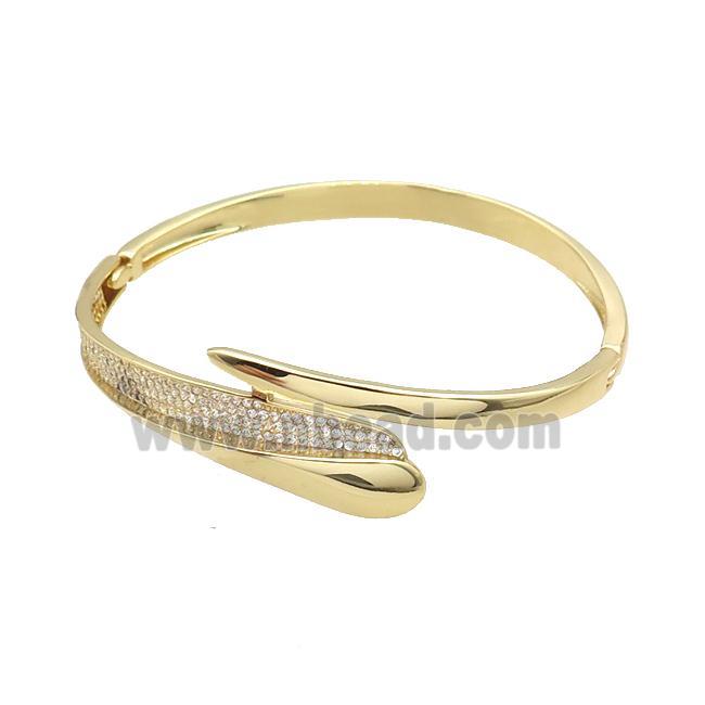 Copper Bangle Pave Zircon Gold Plated