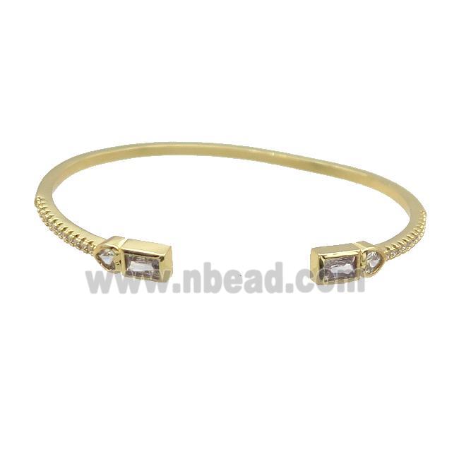 Copper Bangle Pave Zircon Gold Plated