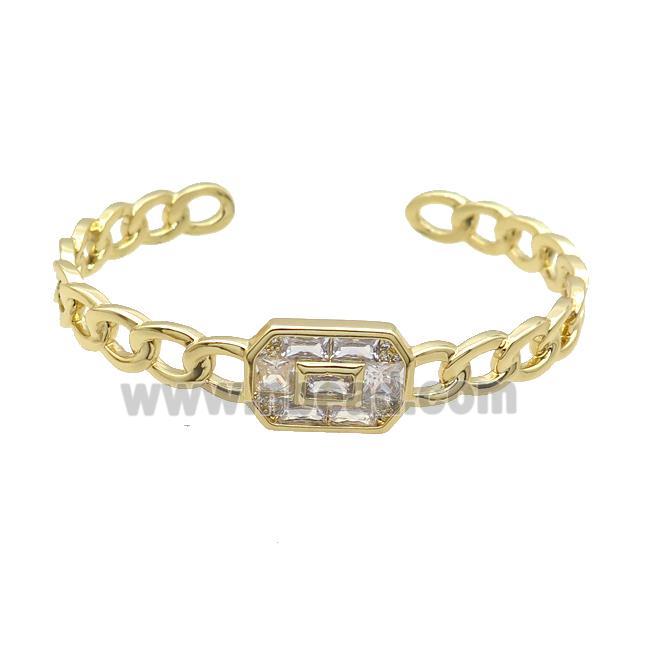 Copper Bangle Pave Zircon Gold Plated