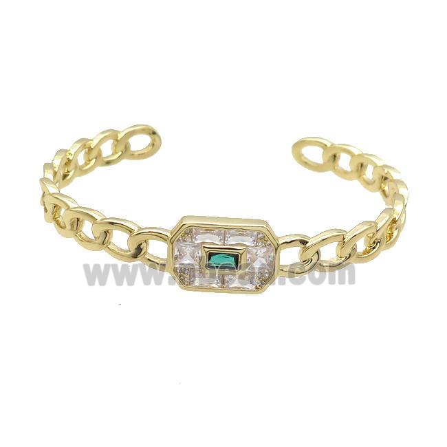 Copper Bangle Pave Zircon Gold Plated