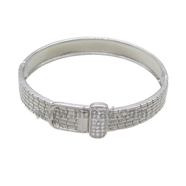 Copper Bangle Pave Zircon Platinum Plated