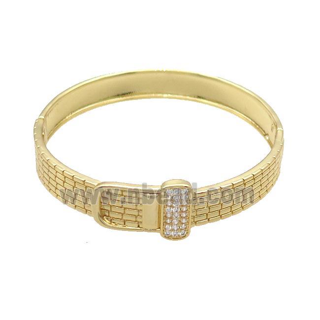 Copper Bangle Pave Zircon Gold Plated