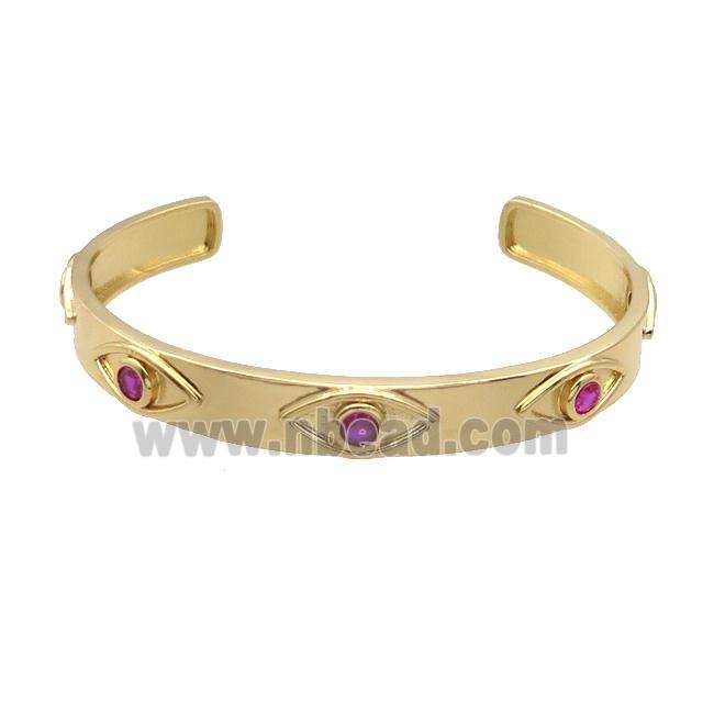 Copper Bangle Pave Zircon Gold Plated Eye