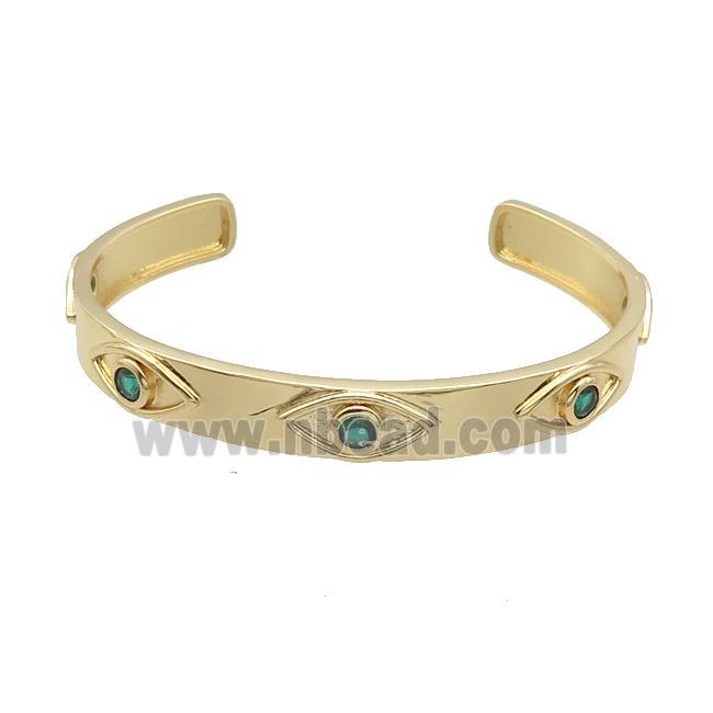 Copper Bangle Pave Zircon Gold Plated Eye