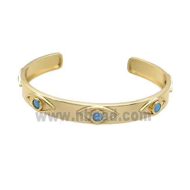 Copper Bangle Pave Zircon Eye Gold Plated