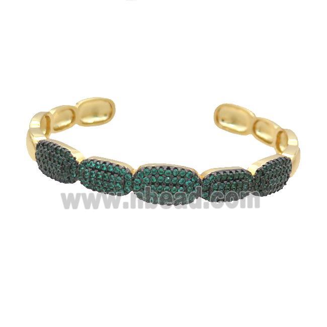 Copper Bangle Pave Zircon Green Gold Plated