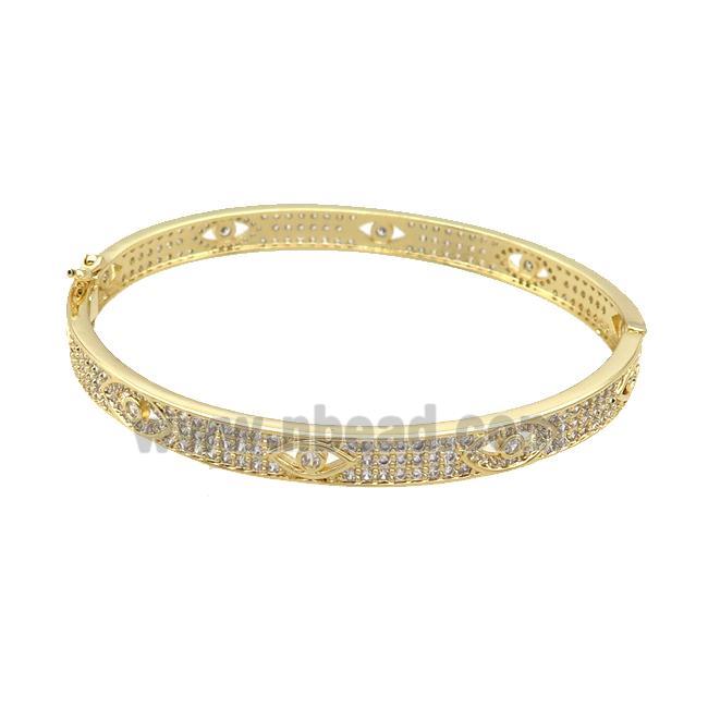 Copper Bangle Pave Zircon Gold Plated Eye