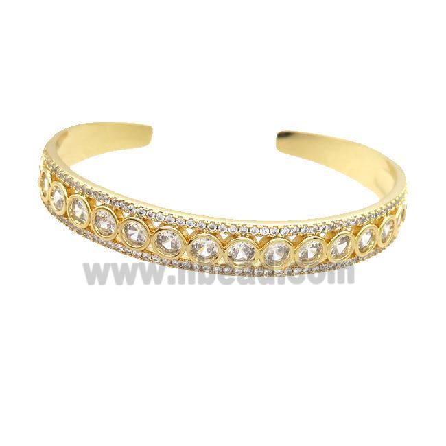 Copper Bangle Pave Zircon Gold Plated