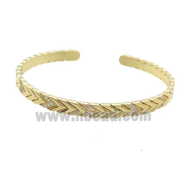 Copper Bangle Pave Zircon Gold Plated