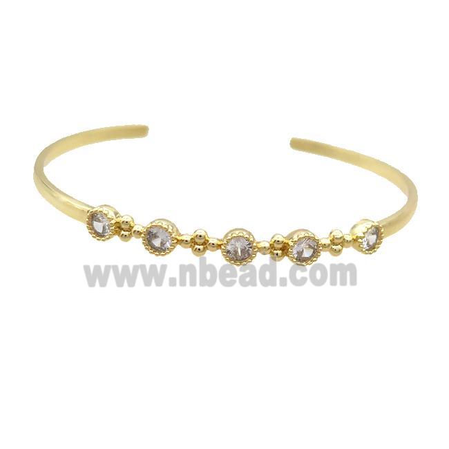 Copper Bangle Pave Zircon Gold Plated