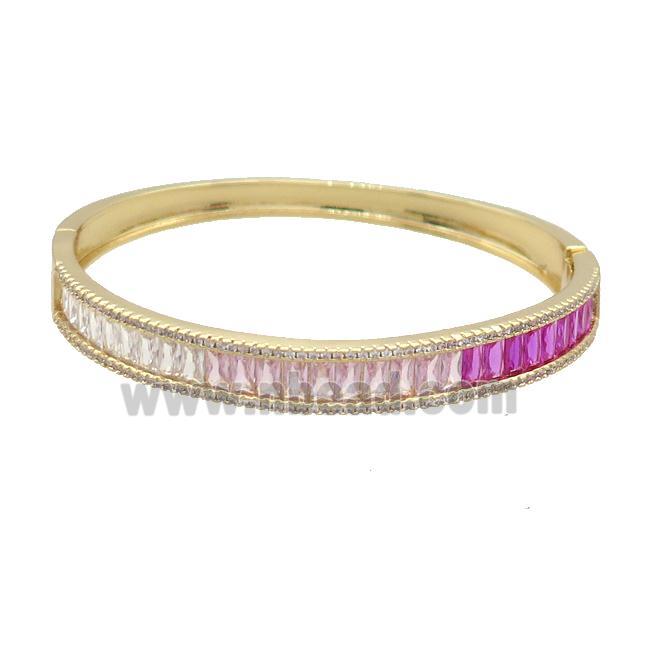 Copper Bangle Pave Multicolor Zircon Gold Plated