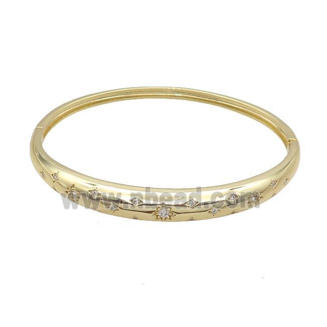 Copper Bangle Pave Zircon Gold Plated