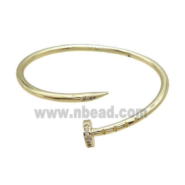 Copper Bangle Pave Zircon Gold Plated