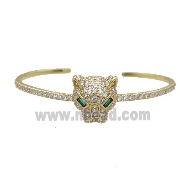 Copper Bangle Pave Zircon Leopard Gold Plated