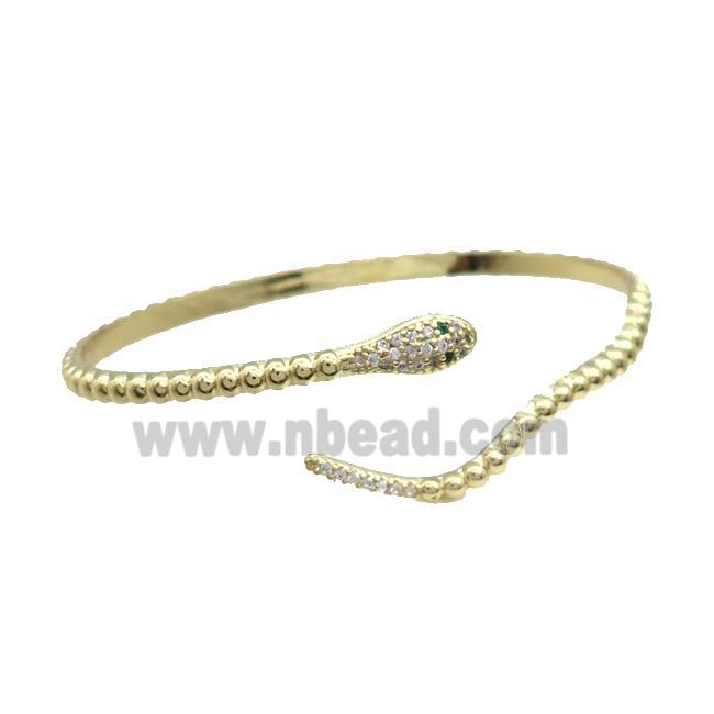 Copper Bangle Pave Zircon Snake Gold Plated