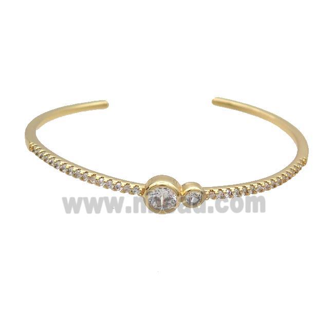 Copper Bangle Pave Zircon Gold Plated