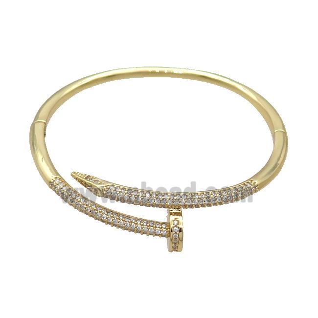 Copper Bangle Pave Zircon Gold Plated