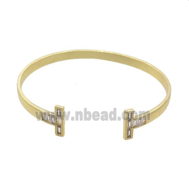 Copper Bangle Pave Zircon Gold Plated