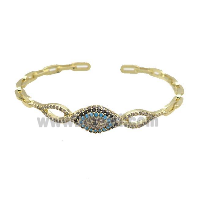 Copper Bangle Pave Zircon Eye Gold Plated