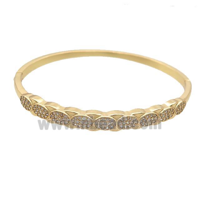 Copper Bangle Pave Zircon Gold Plated