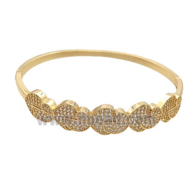 Copper Bangle Pave Zircon Gold Plated