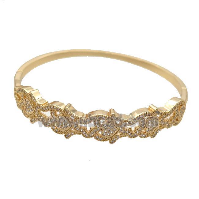 Copper Bangle Pave Zircon Gold Plated