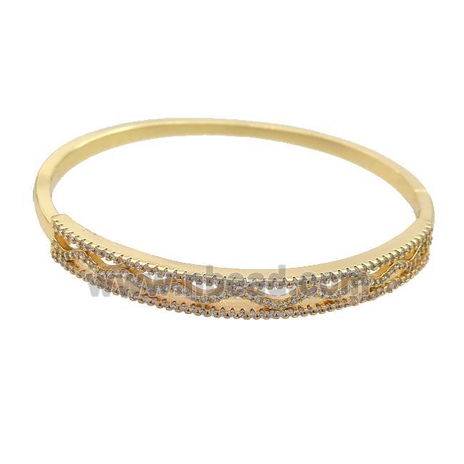 Copper Bangle Pave Zircon Gold Plated