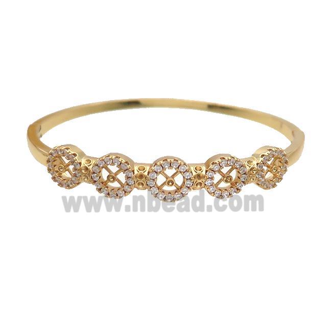 Copper Bangle Pave Zircon Gold Plated