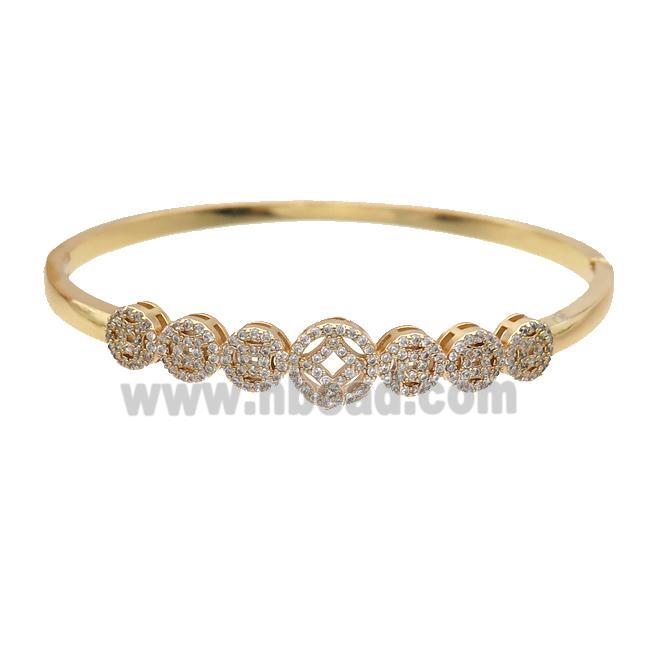 Copper Bangle Pave Zircon Gold Plated