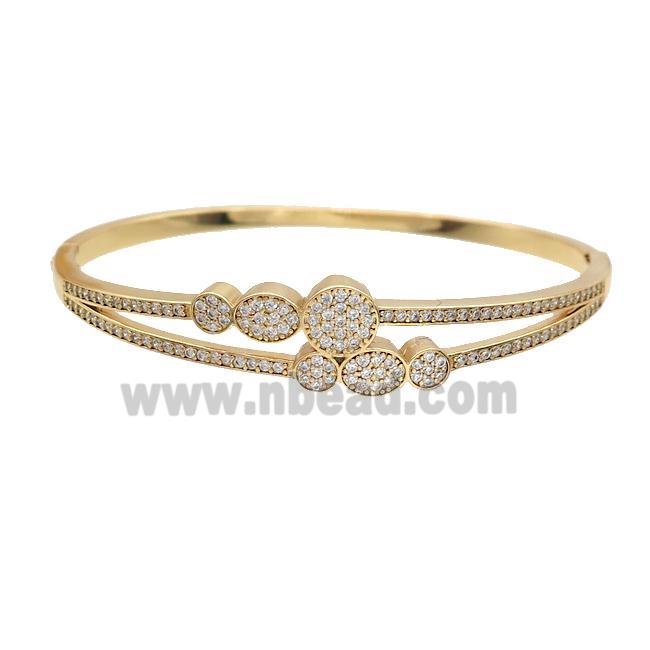 Copper Bangle Pave Zircon Gold Plated