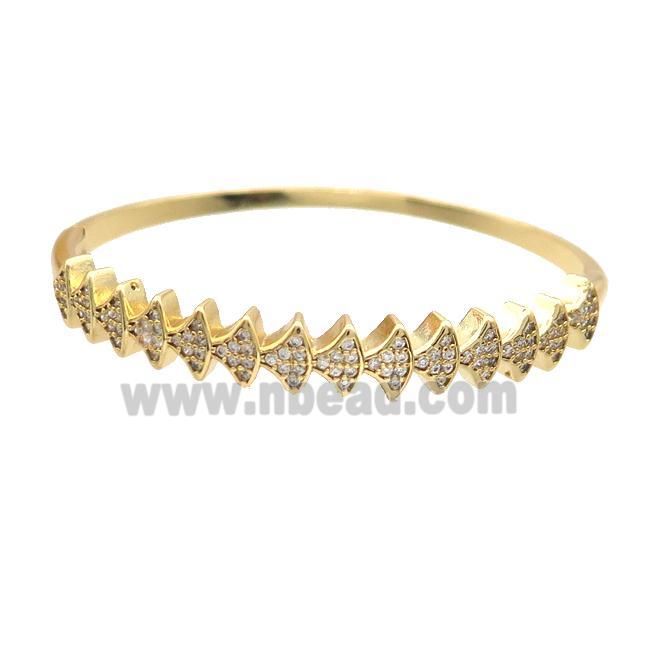 Copper Bangle Pave Zircon Gold Plated