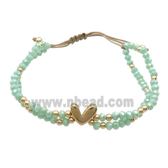 Crystal Glass Bracelet Lt.green Adjustable