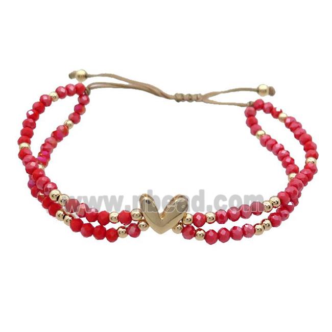 Crystal Glass Bracelet Red Adjustable