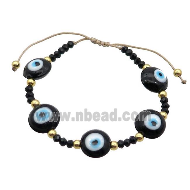 Black Lampwork Bracelet Evil Eye Copper Adjustable