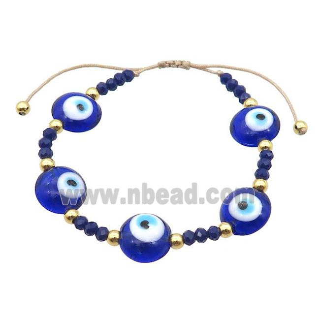 Royalblue Lampwork Bracelet Evil Eye Copper Adjustable