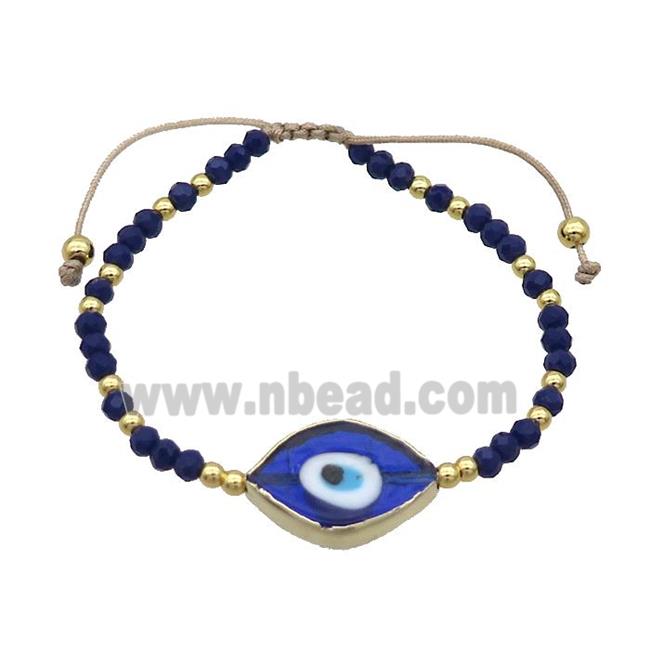 Darkblue Crystal Glass Bracelet Evil Eye Adjustable