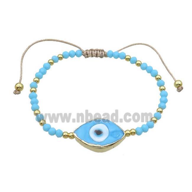 Blue Crystal Glass Bracelet Evil Eye Adjustable