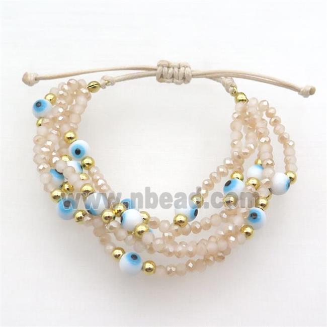 Crystal Glass Bracelet Evil Eye Adjustable