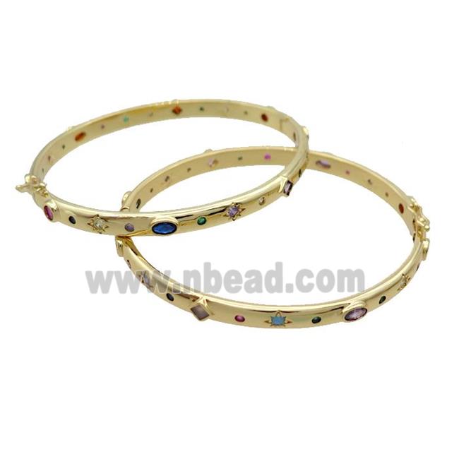 Copper Bangle Pave Zircon Gold Plated