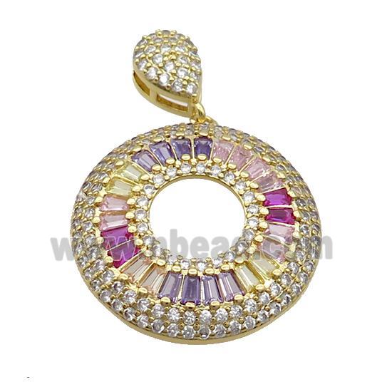 Copper Circle Pendant Pave Zircon Gold Plated