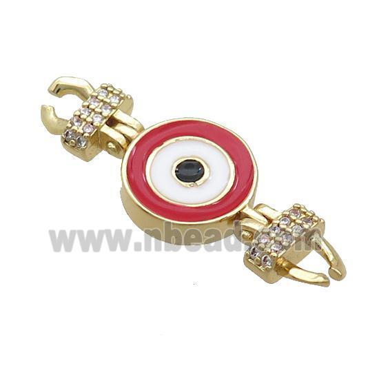 Copper Connectore Pave Zircon Enamel Eye Gold Plated