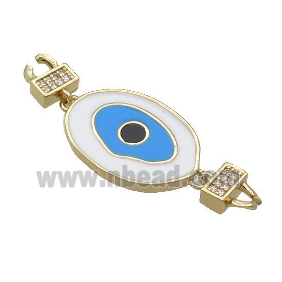 Copper Connectore Pave Zircon Enamel Eye Gold Plated