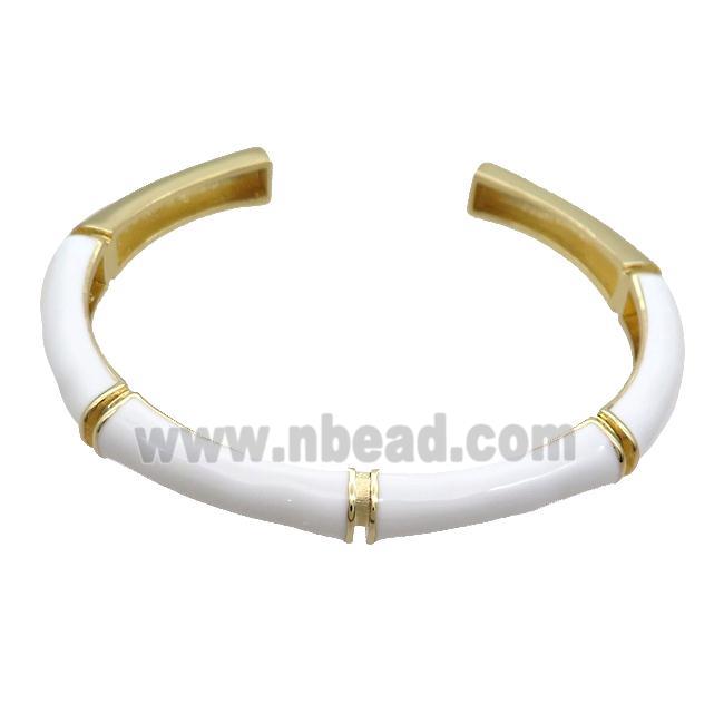 Copper Bangle White Enamel Gold Plated