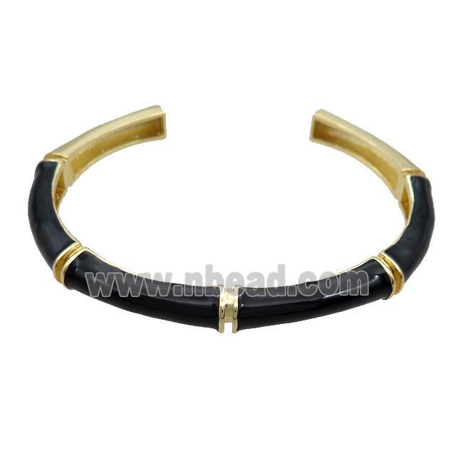 Copper Bangle Black Enamel Gold Plated