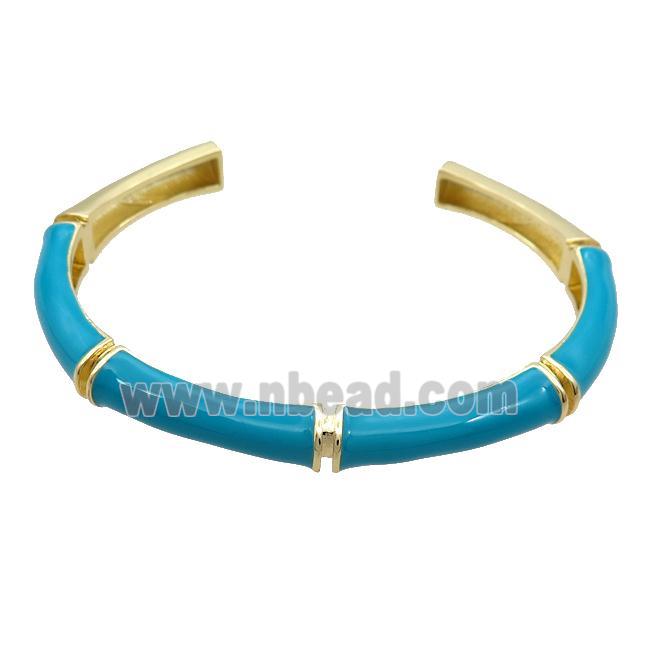 Copper Bangle Teal Enamel Gold Plated